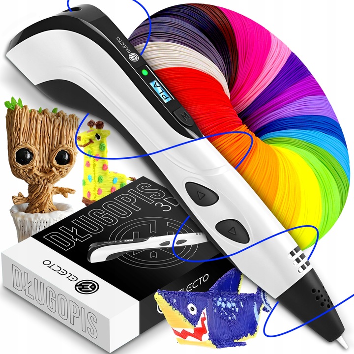 DŁUGOPIS 3D DLA DZIECI WERSJA PRO DRUKARKA MAGICZNY 3D + WKŁADY 160 METRÓW