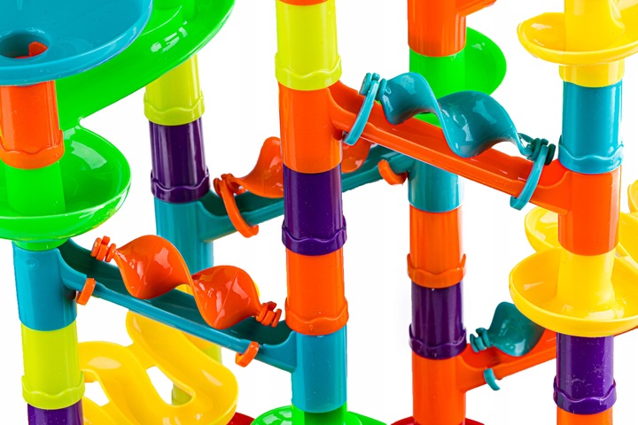 Tor Kulkowy KULODROM ZESTAW 113 el KULKI WYRZUTNIA Zjeżdżalnia dla kulek