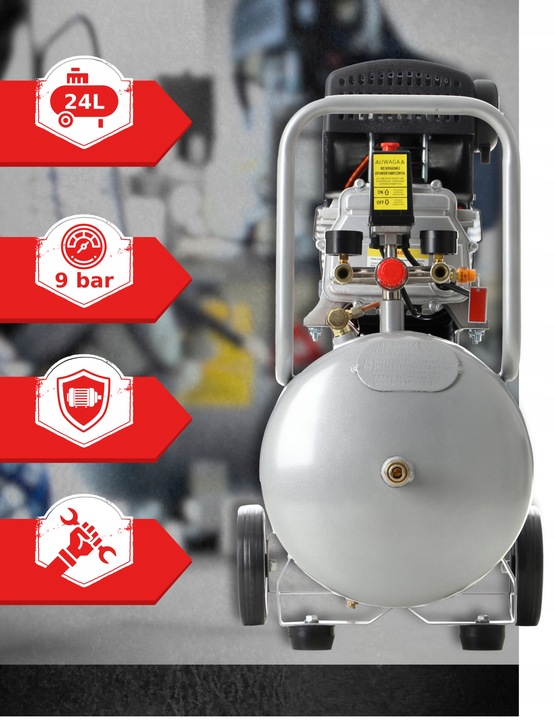 SPRĘŻARKA POWIETRZA KOMPRESOR OLEJOWY 3,4KM 24L + ZESTAW PNEUMATYCZNY