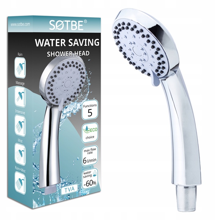 Słuchawka 5 funkcji do wanny prysznica delikatna SOTBE TVA LARK-SOHE-2