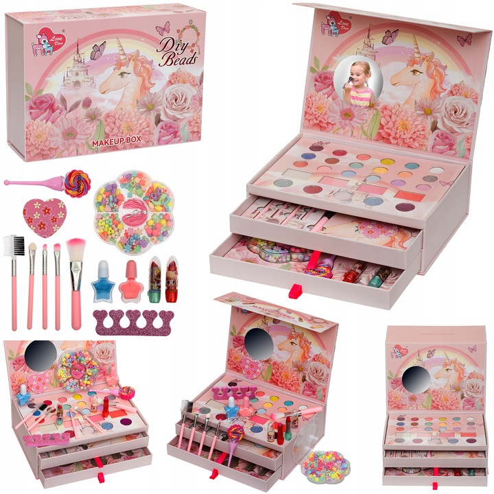 ZESTAW KOSMETYKÓW DO MAKIJAŻU MAKE UP KUFEREK NA KOSMETYKI CIENIE LAKIERY