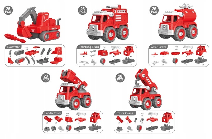 5w1 AUTO ROBOT DO SKŁADANIA ŚWIECĄCY DŻWIĘKI DLA DZIECI KOPARKA DŻWIG