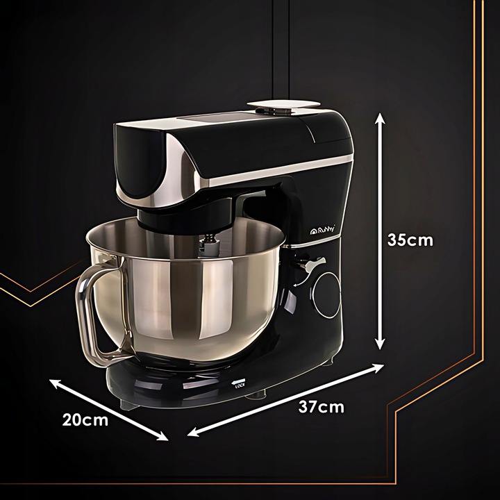 Robot planetarny kuchenny mocny czarny podgrzewana misa 5.5L waga timer