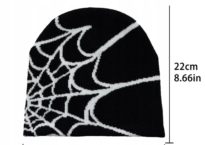 Czapka zimowa y2k Streetwear jesienna czarna super miła wzór pajęczyna CZAR