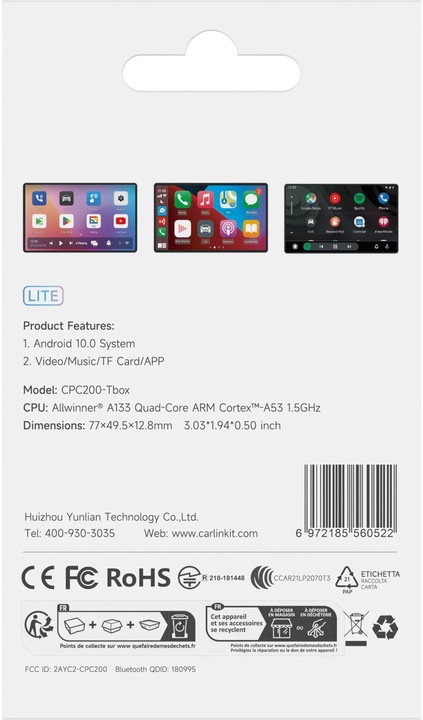 Adapter bezprzewodowy CarPlay CARLINKIT TBox Lite Czarny