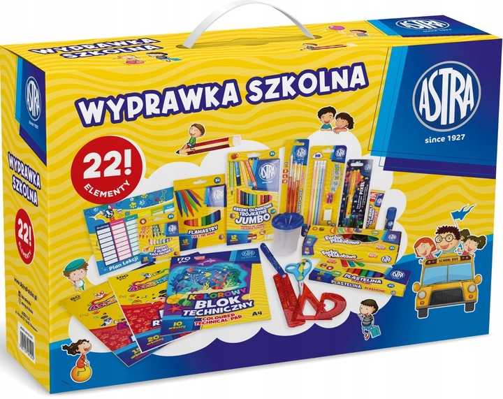 WYPRAWKA SZKOLNA DUŻY ZESTAW DO SZKOŁY 22 ELEMENTY ASTRA