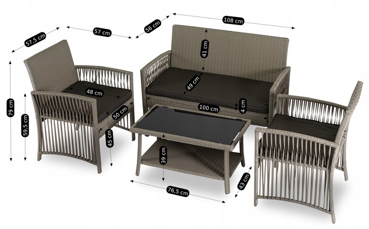 Zestaw Mebli Ogrodowych Technorattan Taras Ogród Komplet Brązowy FILADELFIA