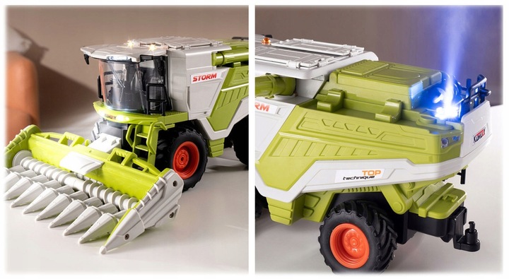 ZDALNIE STEROWANY KOMBAJN RC ZABAWKA NA PILOTA DYM ŚWIATŁO DŹWIĘK 1:24 COIL