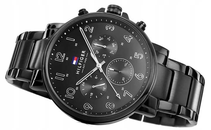 Zegarek męski Tommy Hilfiger Czarny Solidny Regulowany Wysoka Jakość1710383