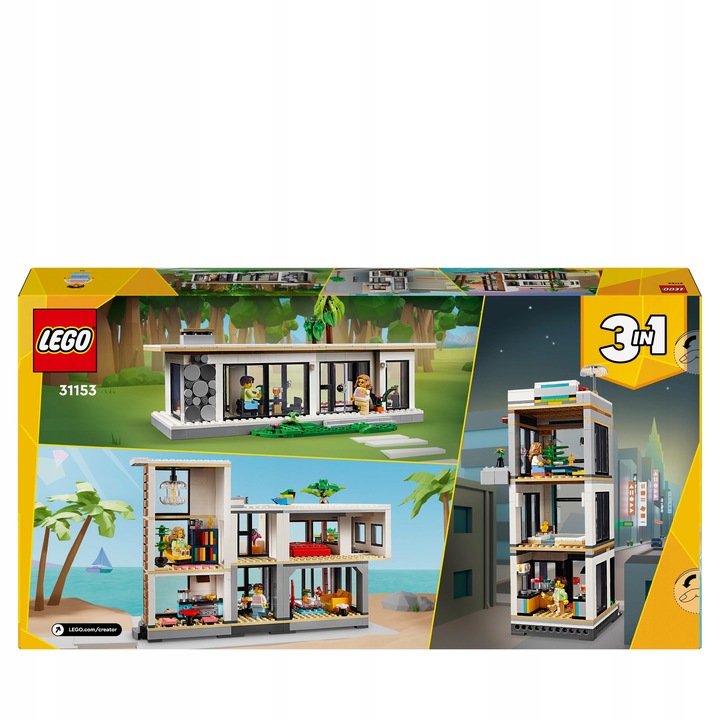 LEGO Creator 3w1 31153 Nowoczesny Dom Przy Plaży Kamienica Leśna Chatka