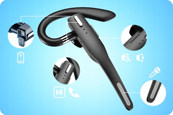 SŁUCHAWKA BLUETOOTH 5.1 DO ROZMÓW KIEROWCY POWERBANK ETUI ŁADUJĄCE MULTI