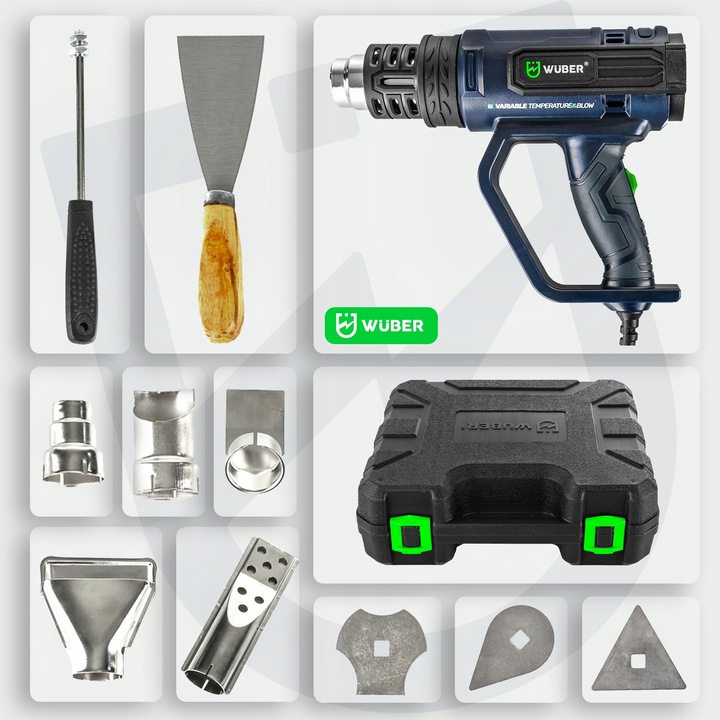 OPALARKA ELEKTRYCZNA 2 BIEGI REGULACJA LCD MOCNA 2200W + 5 DYSZ + SZPACHLA