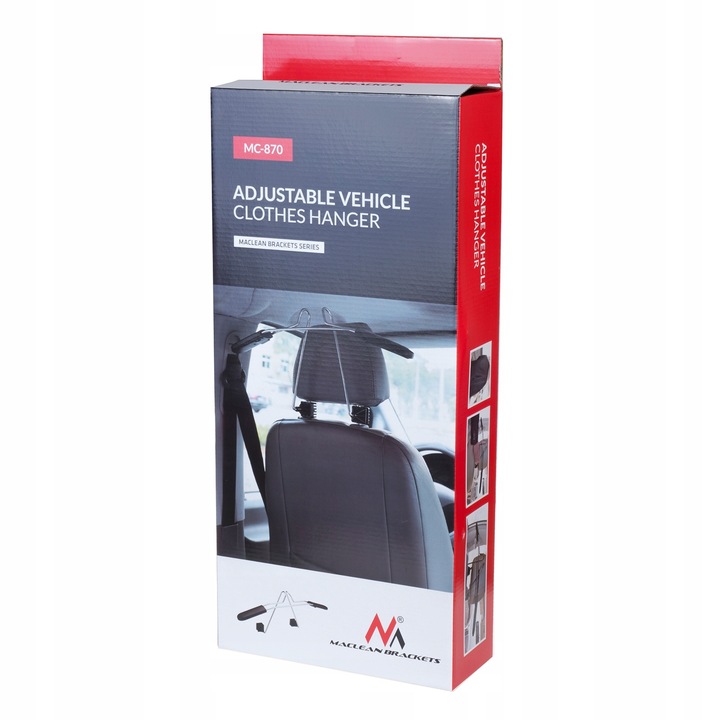 SAMOCHODOWY WIESZAK NA UBRANIA UCHWYT NA ZAGŁÓWEK REGULOWANY MACLEAN MC-870