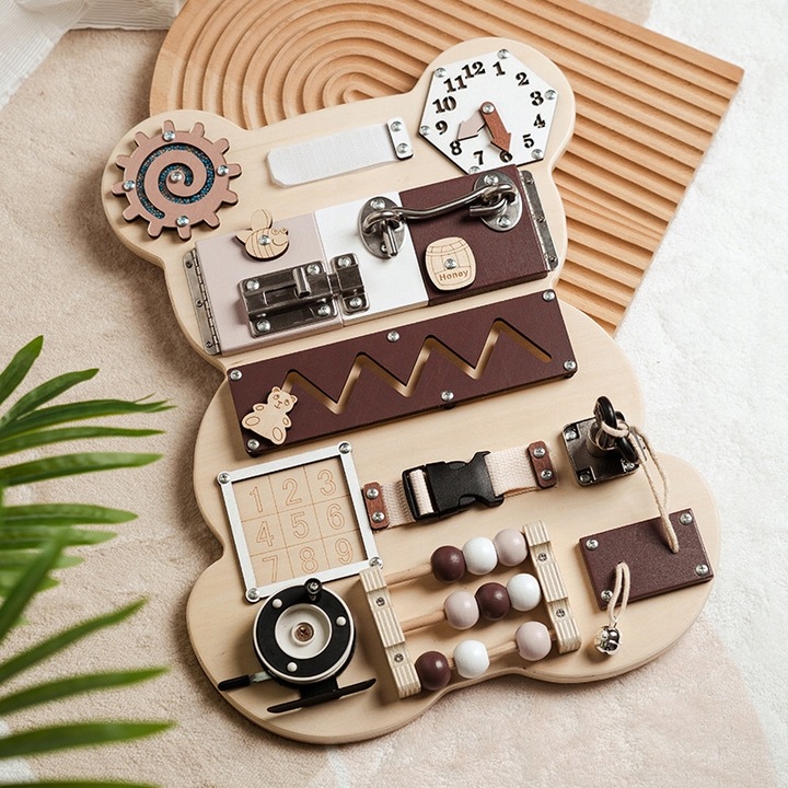 TABLICA SENSORYCZNA MANIPULACYJNA MONTESSORI BEAR