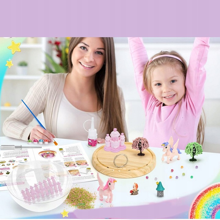 ZESTAW LAMPKA NOCNA Z POZYTYWKĄ DO TWORZENIA JEDNOROŻCÓW DLA DZIEWCZYNEK