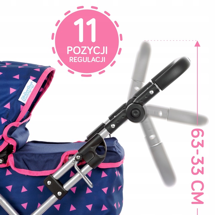 KINDERPLAY WÓZEK DLA LALEK GŁĘBOKI GONDOLA SKŁADANY TORBA + LALKA BOBAS