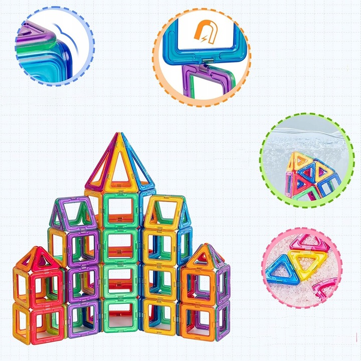 DUŻE KLOCKI MAGNETYCZNE KONSTRUKCYJNE EDUKACYJNE DLA DZIECI 3D 180ELE