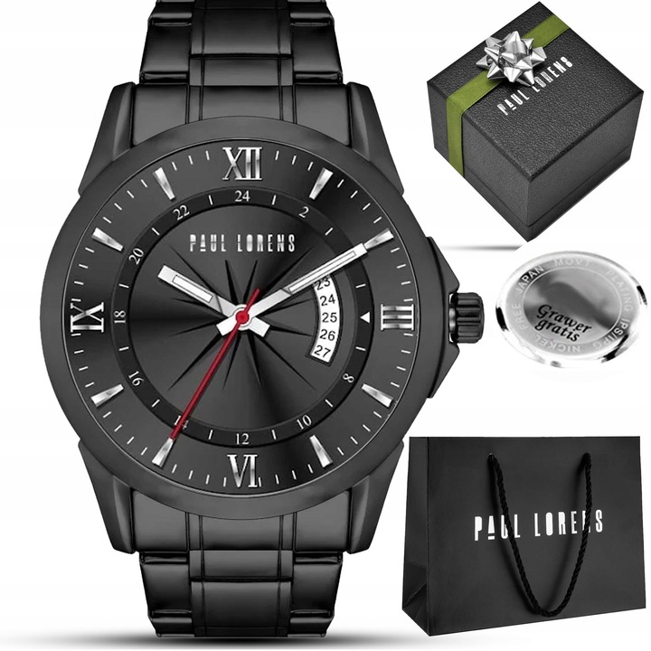 Zegarek męski Paul Lorens z Datownikiem ELEGANCKA BRANSOLETA