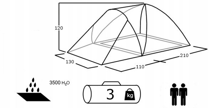 NAMIOT TURYSTYCZNY FURAN 2 PRO ACAMPER 3500mm + GRATIS