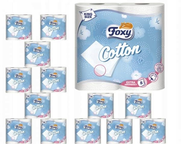 Papier toaletowy Foxy Cotton gruby 5 warstw ZESTAW 16 rolek