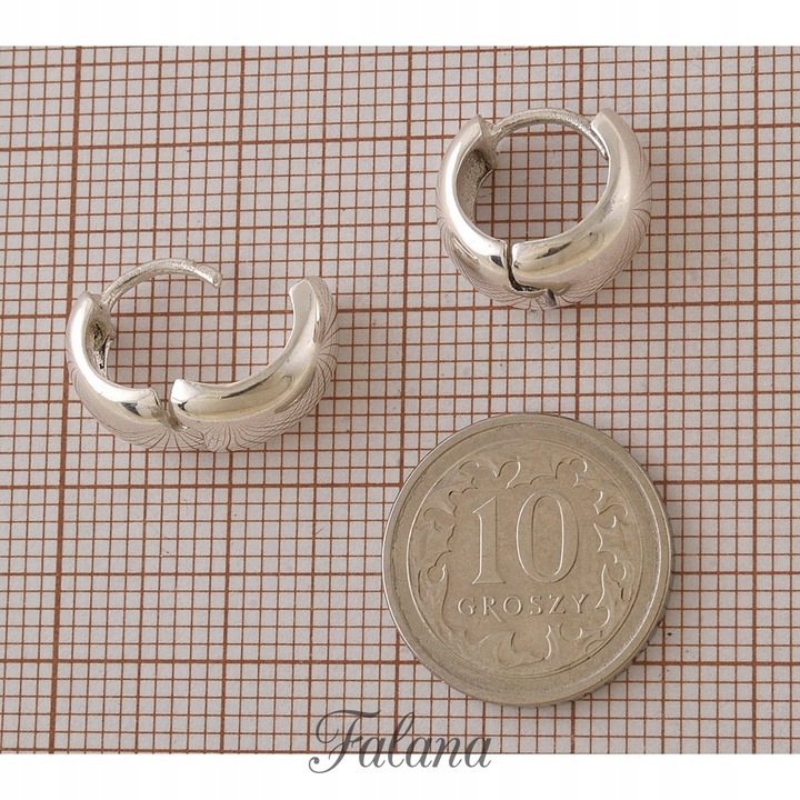 MASYWNE KOLCZYKI KOŁA OWALNE GRUBE GŁADKIE SREBRO POŁYSK 1,2 cm k3770