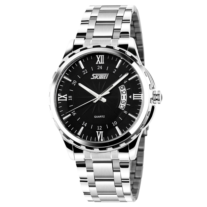 Zegarek męski bransoleta srebrny złoty czytelna tarcza datownik