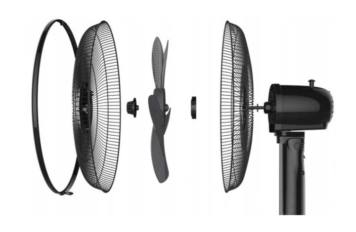WIATRAK STOJĄCY WENTYLATOR PODŁOGOWY CZARNY/ BIALY