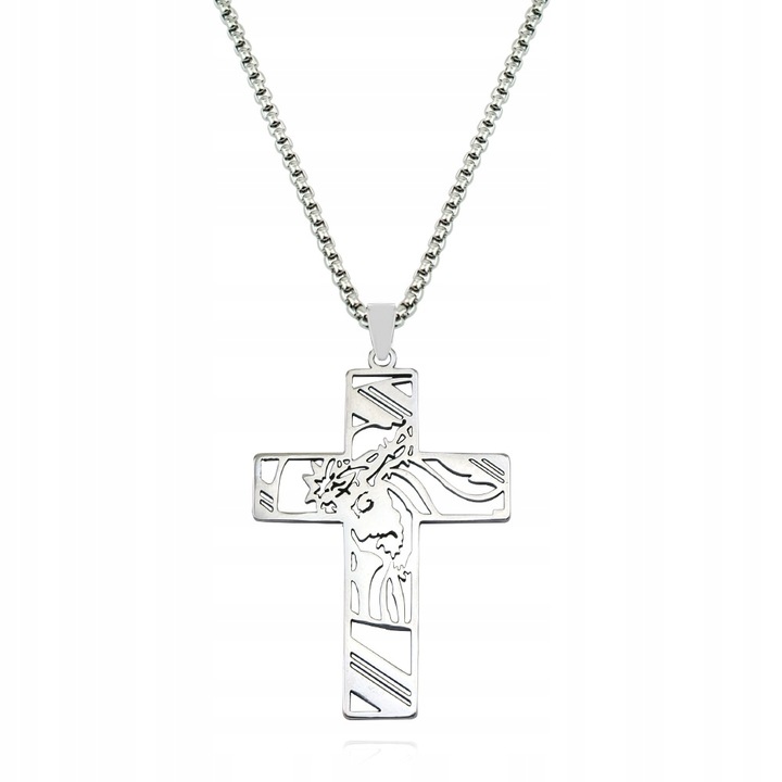 ŁAŃCUSZEK Z KRZYŻYKIEM Srebrny Męski Krzyż Łańcuch Naszyjnik WŁOSKI