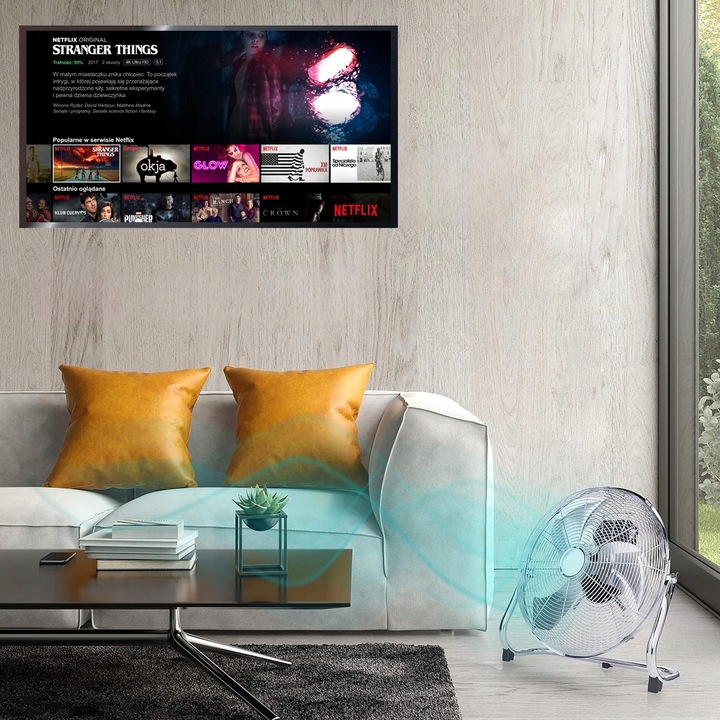 WIATRAK WENTYLATOR STOJĄCY PODŁOGOWY CICHY 18″ PRZEMYSŁOWY 120W B. MOCNY