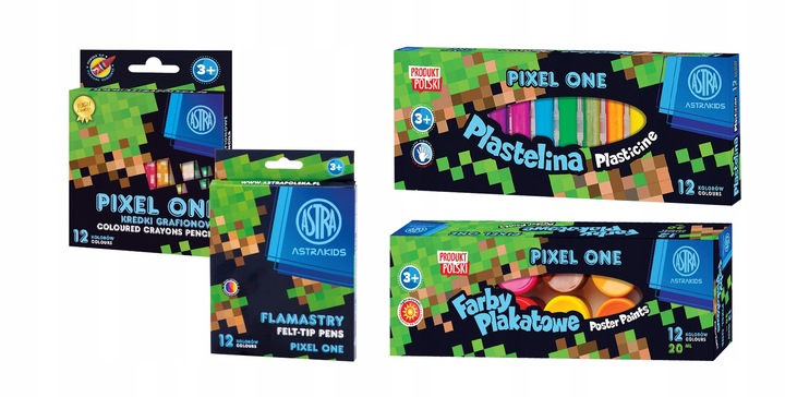 Astra WYPRAWKA SZKOLNA PIXEL ONE Zestaw plastyczny + TECZKA 20 elementów