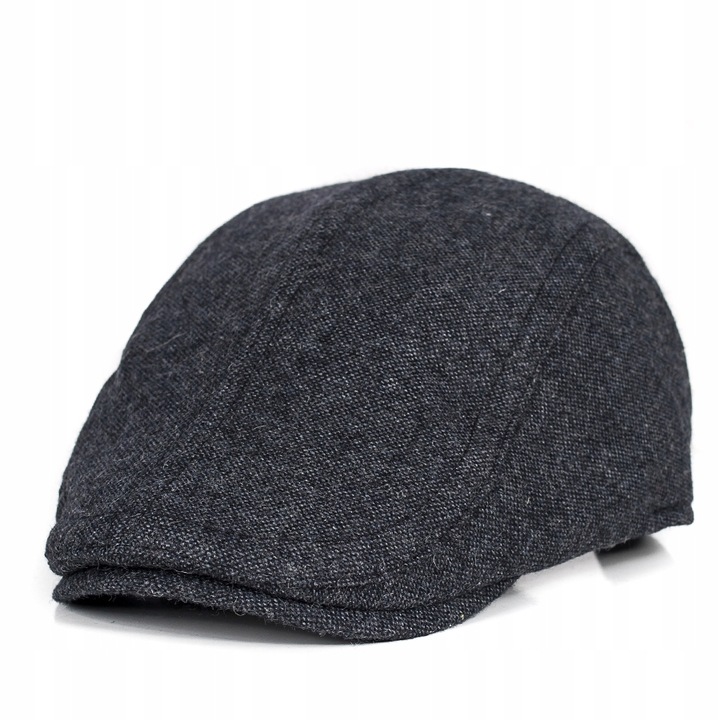 Kaszkiet Męski Wiskoza Wełna Czapka Jesienno-Zimowa Elegancki Grafitowy