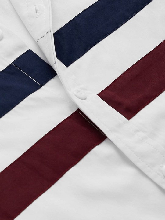 KOSZULA MĘSKA ZE STÓJKĄ W PASKI BIAŁA CASUAL SHEIN XL