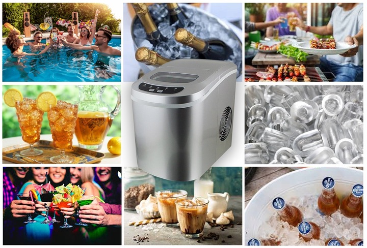 Kostkarka do lodu MOCNA srebrna REGULACJA WIELKOŚCI KOSTEK WYDAJNA BAROWA