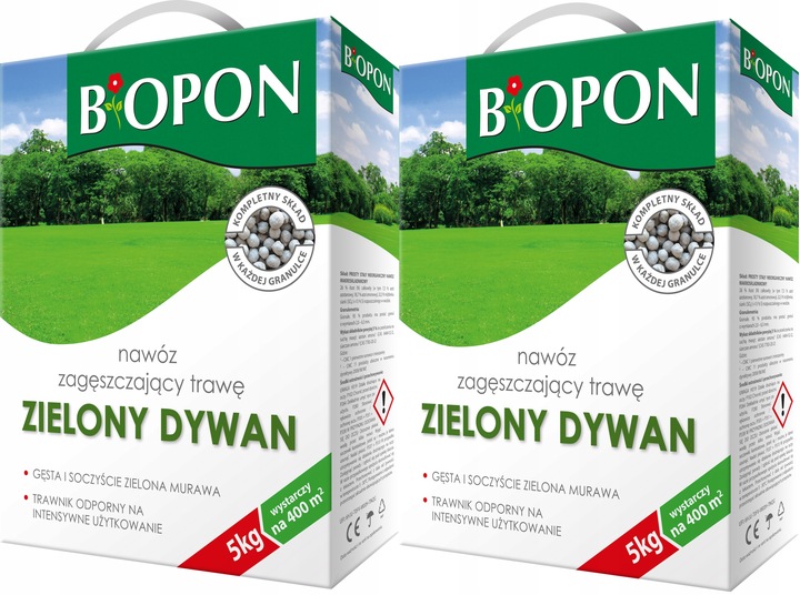 BOPON Nawóz zagęszczający trawę do trawnika ZIELONY DYWAN Biopon 5kg - 2opk
