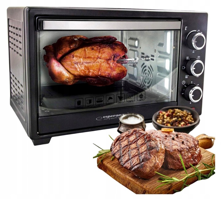 PIEKARNIK ELEKTRYCZNY Z KONWEKCJĄ ROŻNEM I RUSZTEM 25L TERMOOBIEG TERMOSTAT