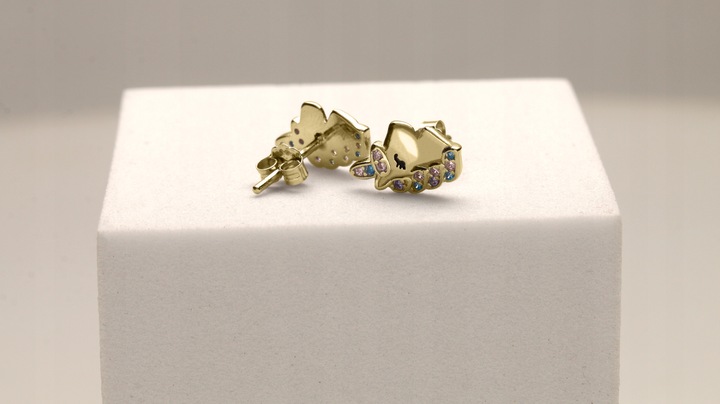 Srebrne kolczyki jednorożce dla dziewczynki srebro pozłacane sztyfty