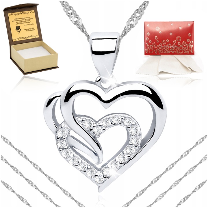 PIĘKNY SREBRNY ŁAŃCUSZEK Z SERDUSZKIEM PRÓBA 925 + GRAWER ŚCIERECZKA GRATIS