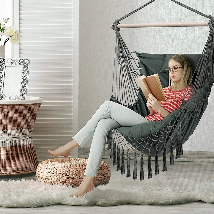 HAMAK HUŚTAWKA KRZESŁO BRAZYLIJSKIE FOTEL WISZĄCY XXL OGRODOWY BUJANY 150KG