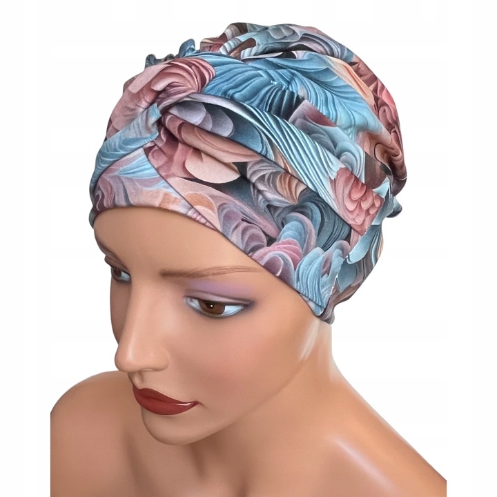 Marszczona czapka damska Sara 413 turban z bawełny także po chemioterapii