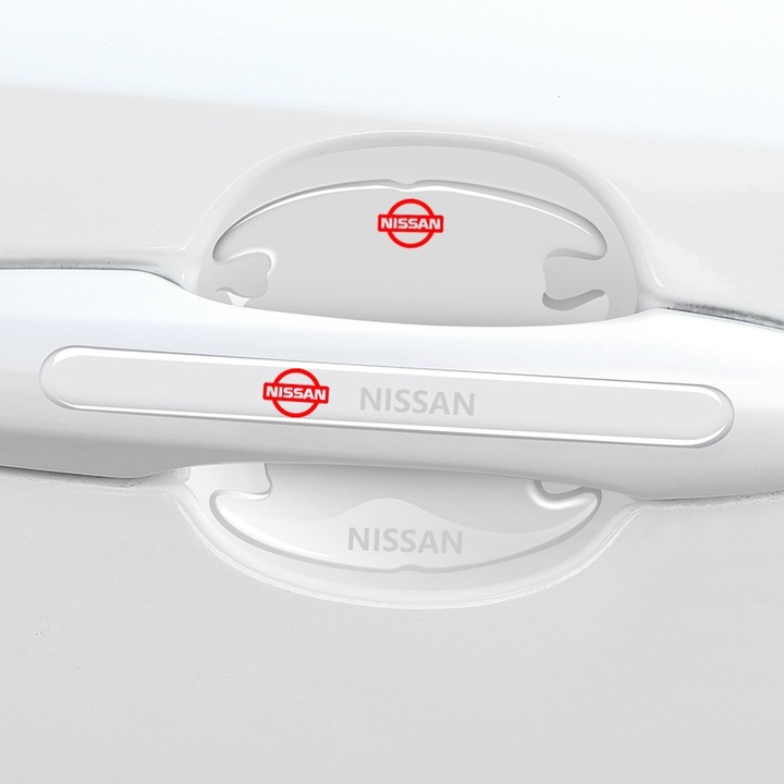 Przezroczyste Naklejki Pod Klamki drzwi samochodu NISSAN z Logo 8 szt