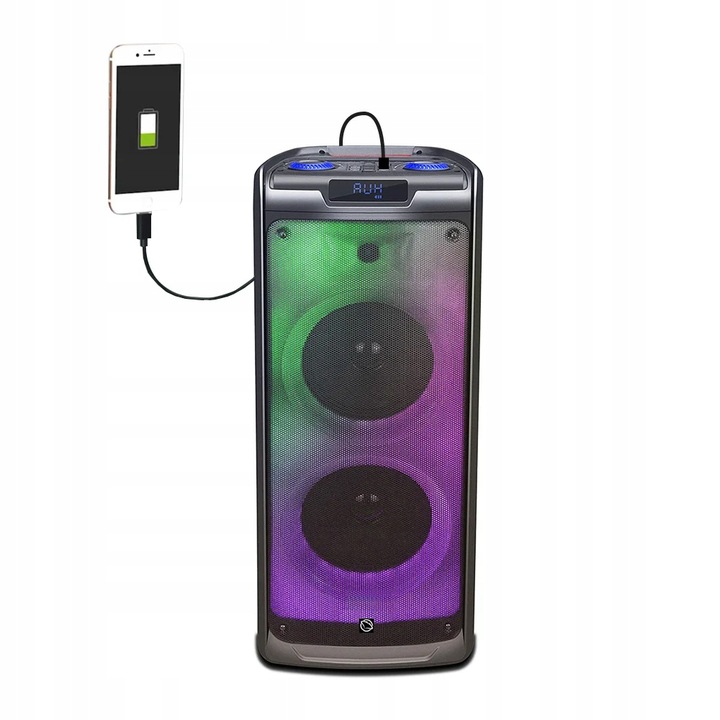 GŁOŚNIK BLUETOOTH PRZENOŚNY KARAOKE MANTA 100W USB