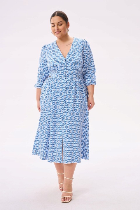 Blue shadow urocza sukienka TINA 42 niebieski wzór boho wiskoza