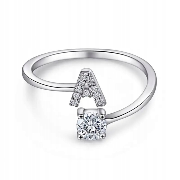 Srebrny Pierścionek Regulowany Litera A Srebro 925