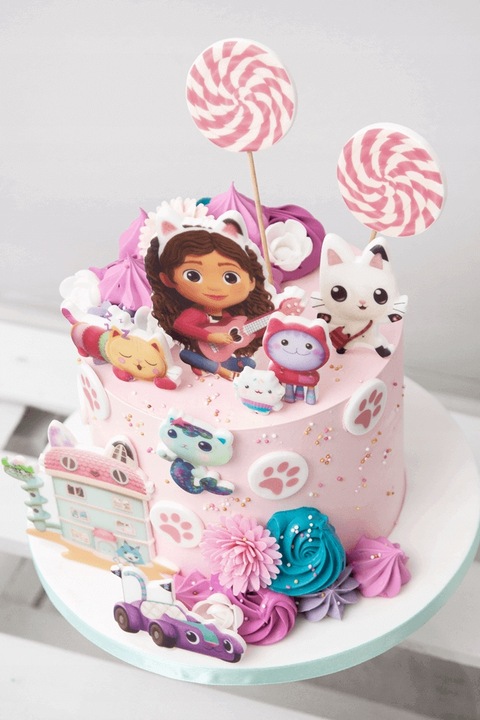 Wydruk Tort KOCI DOMEK GABI 17 El + GRATIS Tabliczka Napis Opłatek