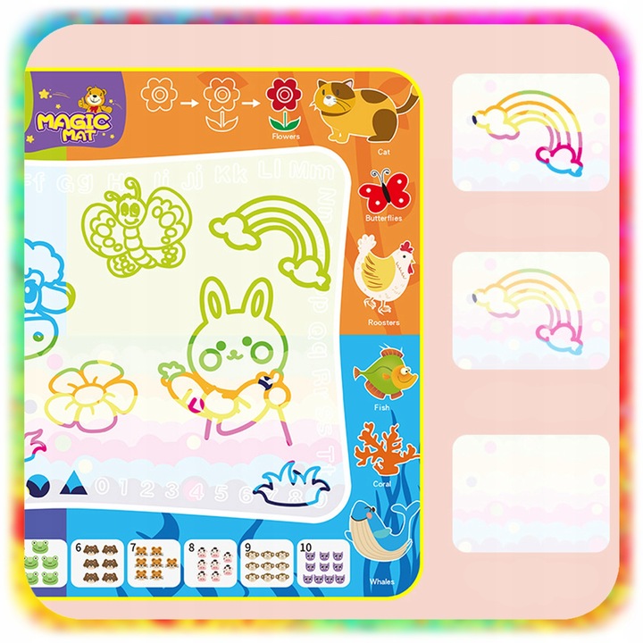 MATA WODNA DO MALOWANIA RYSOWANIA 120x90 Pieczątki Formy Pisaki ZESTAW XXL