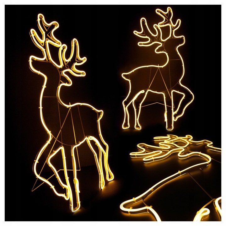 Lampki Zewnętrzne Świąteczne Renifer Dekoracja Ozdoba LED Neon Biały IP44