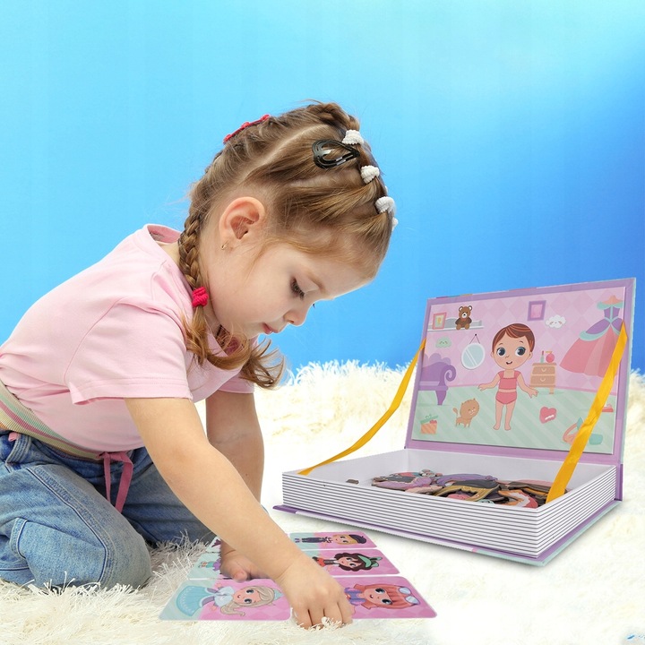 Książka układanka magnetyczna Lalka Ubieranie Dziewczynki Puzzle dla Dzieci