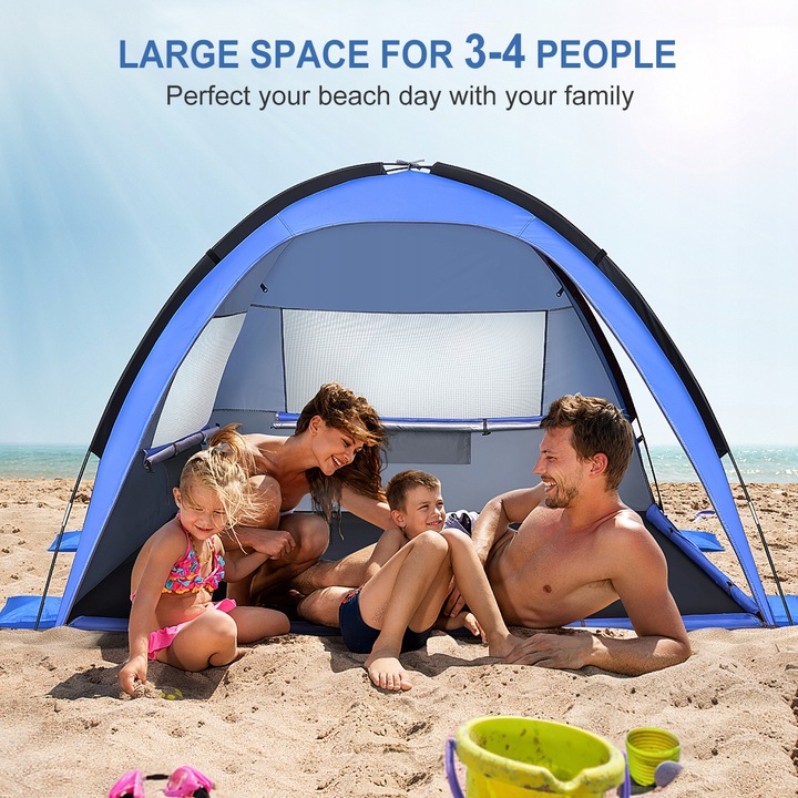 NAMIOT PLAŻOWY Z SAMODZIELNIE SKŁADANYM AUTOMATYCZNYM PARAWANEM PLAŻOWYM UV