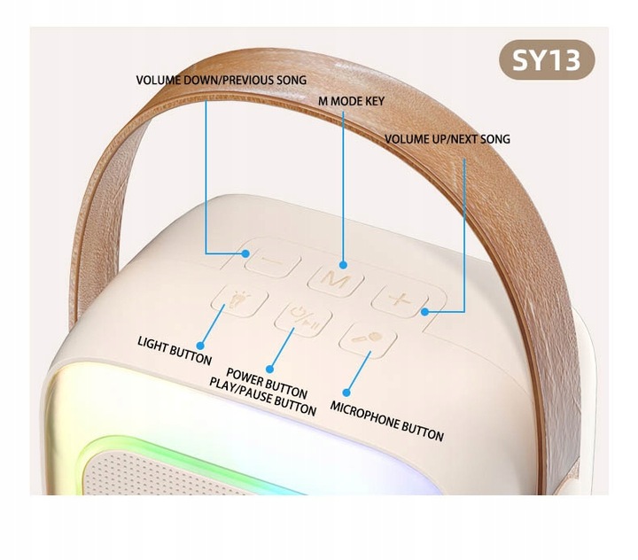 PRZENOŚNY GŁOŚNIK ZESTAW KARAOKE BEZPRZEWODOWY MIKROFON BLUETOOTH USB