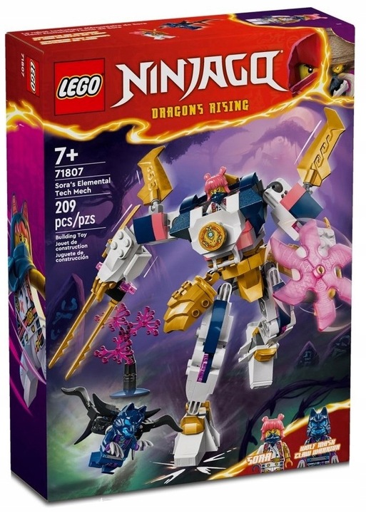 LEGO NINJAGO 71807 MECH ŻYWIOŁU ROBOT TECHNOLOGICZNY SORY + TORBA PREZENT